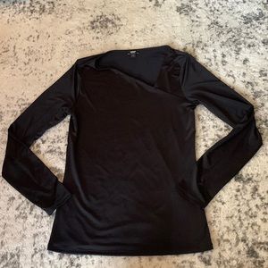 Express body contour long sleeve top asymmetric neckline size M color: black